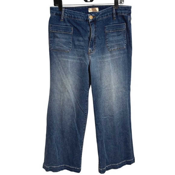 Kut from the Kloth Denim - Kut Meg Wide Leg Jeans Blue Wash Patch‎ Pocket Size 12